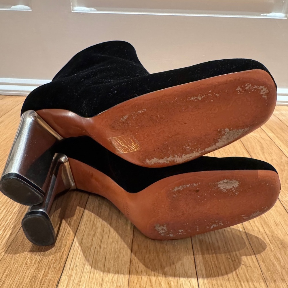 CELINE - Black Velvet BAM BAM Ankle Boots - Iconic Phoebe Philo - Size 38 - Picture 7 of 9